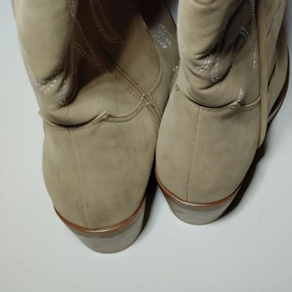 MIA Womens NEW w/Tags Tan Embroidered Tall Cowgirl Boots w/Zipper - sz. 6 1/2 - Picture 3 of 4